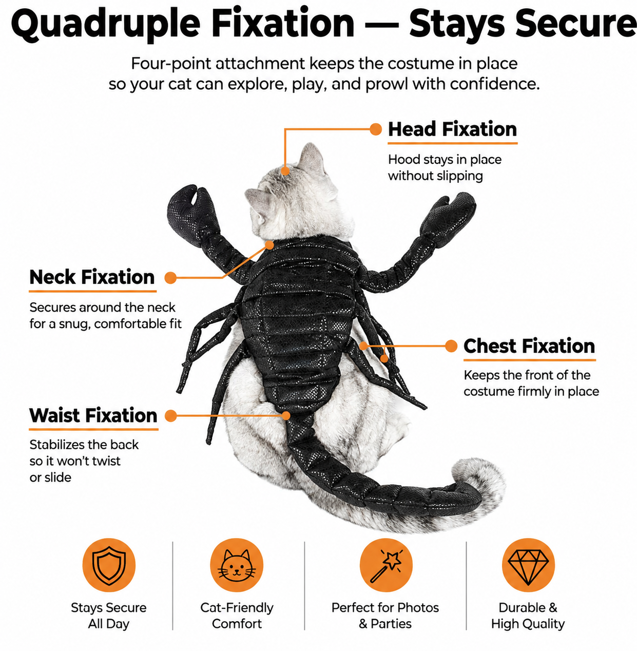 PawCrawler™ Cat Scorpian Costume | Soft Plush, Adjustable Fit
